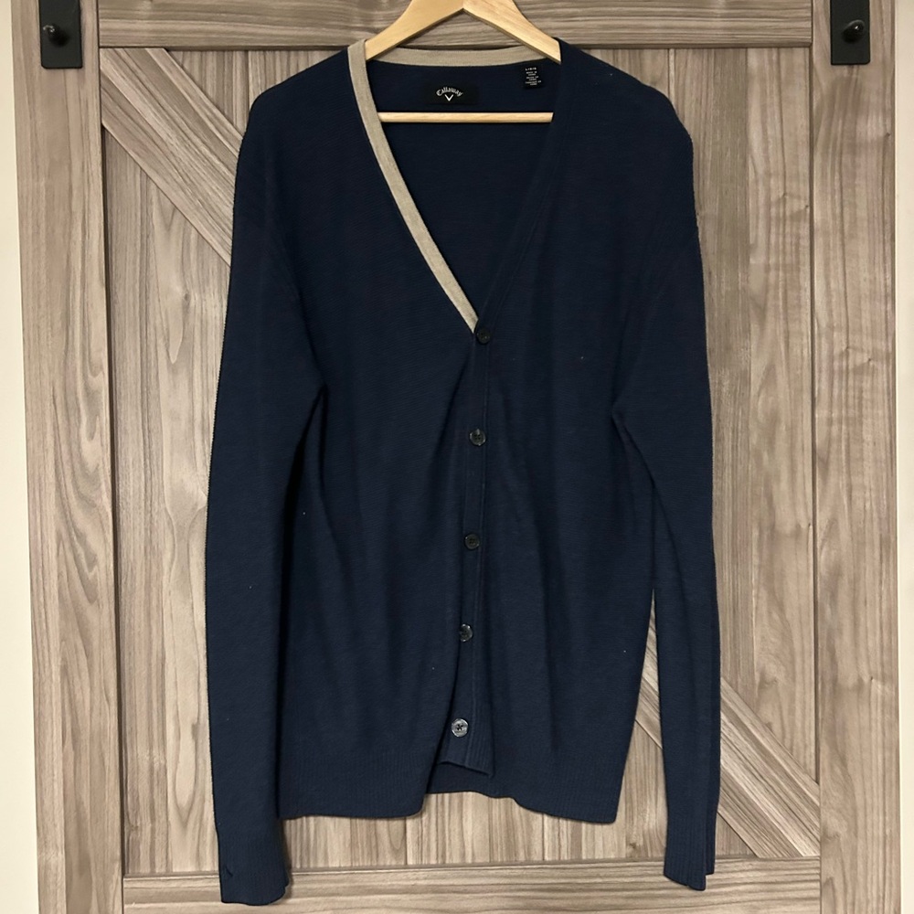 Callaway VTG golf grandpa Dark Blue Sweater with Beige Accents